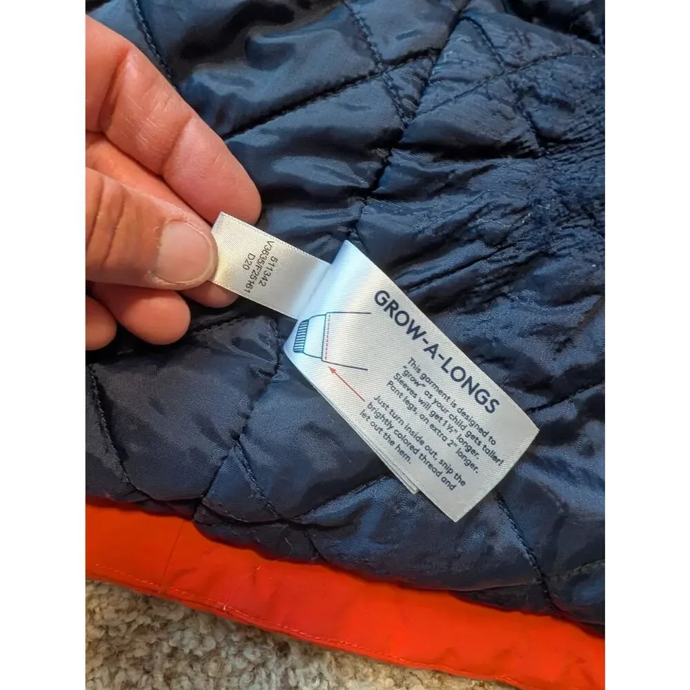 Lands' End Boys L 14-16 Orange Blue Hooded Winter Jacket Squall Parka Coat